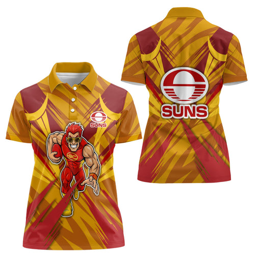 Gold Coast Suns Australian Football Women Polo Shirt Heroic Solar Mascot - Bold Team Colors