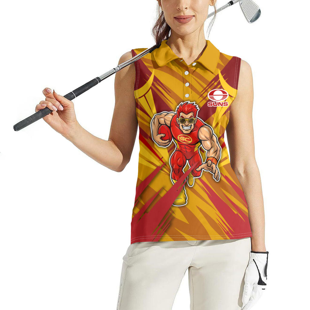 Gold Coast Suns Australian Football Women Sleeveless Polo Shirt Heroic Solar Mascot - Bold Team Colors
