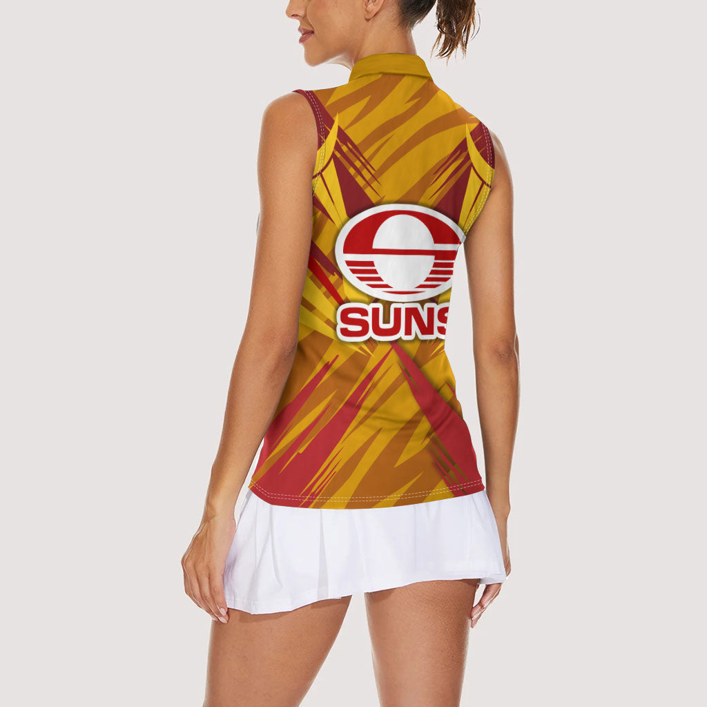 Gold Coast Suns Australian Football Women Sleeveless Polo Shirt Heroic Solar Mascot - Bold Team Colors