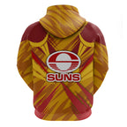 Gold Coast Suns Australian Football Zip Hoodie Heroic Solar Mascot - Bold Team Colors