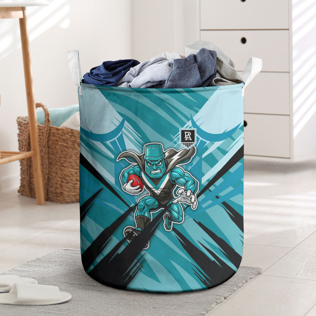 Port Adelaide Power Australian Football Laundry Basket Powerful Superhero Mascot - Bold Team Colors