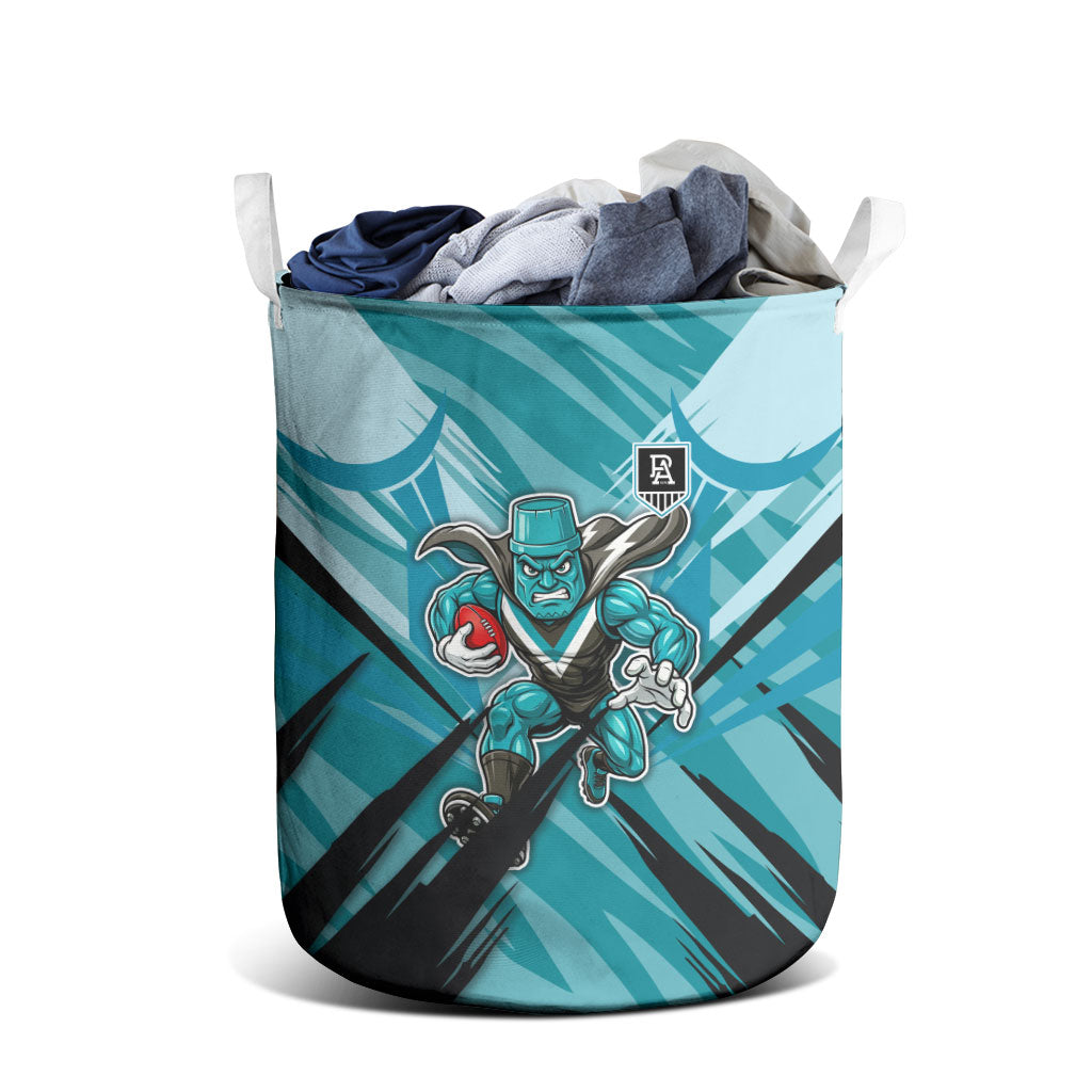 Port Adelaide Power Australian Football Laundry Basket Powerful Superhero Mascot - Bold Team Colors