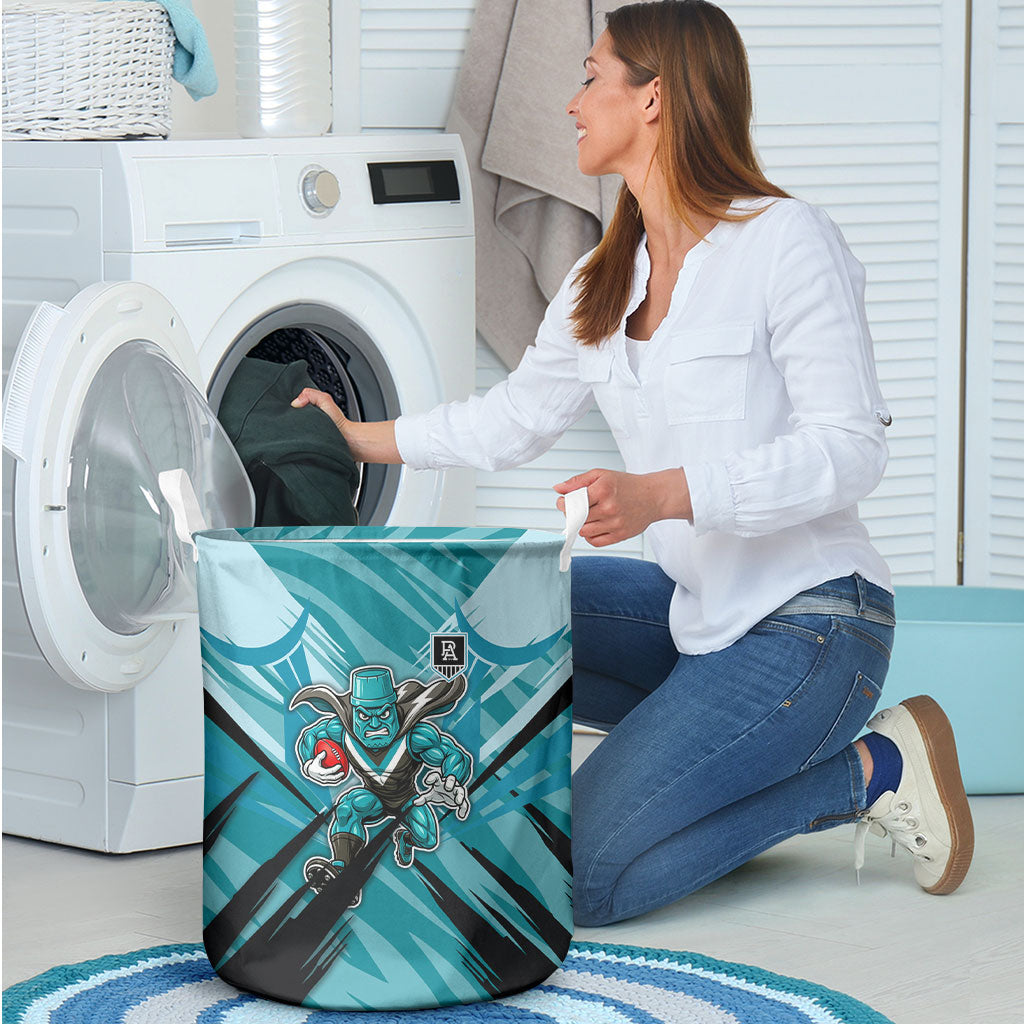Port Adelaide Power Australian Football Laundry Basket Powerful Superhero Mascot - Bold Team Colors