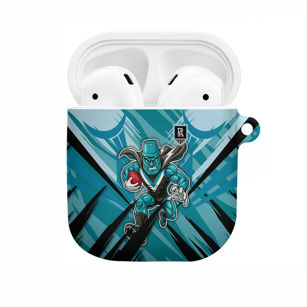 Port Adelaide Power Australian Football AirPods Case Powerful Superhero Mascot - Bold Team Colors