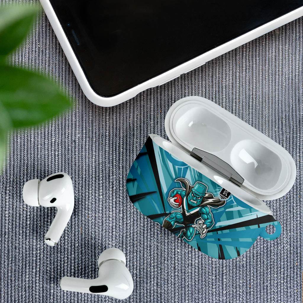 Port Adelaide Power Australian Football AirPods Case Powerful Superhero Mascot - Bold Team Colors