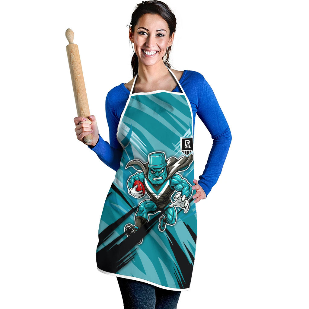 Port Adelaide Power Australian Football Apron Powerful Superhero Mascot - Bold Team Colors