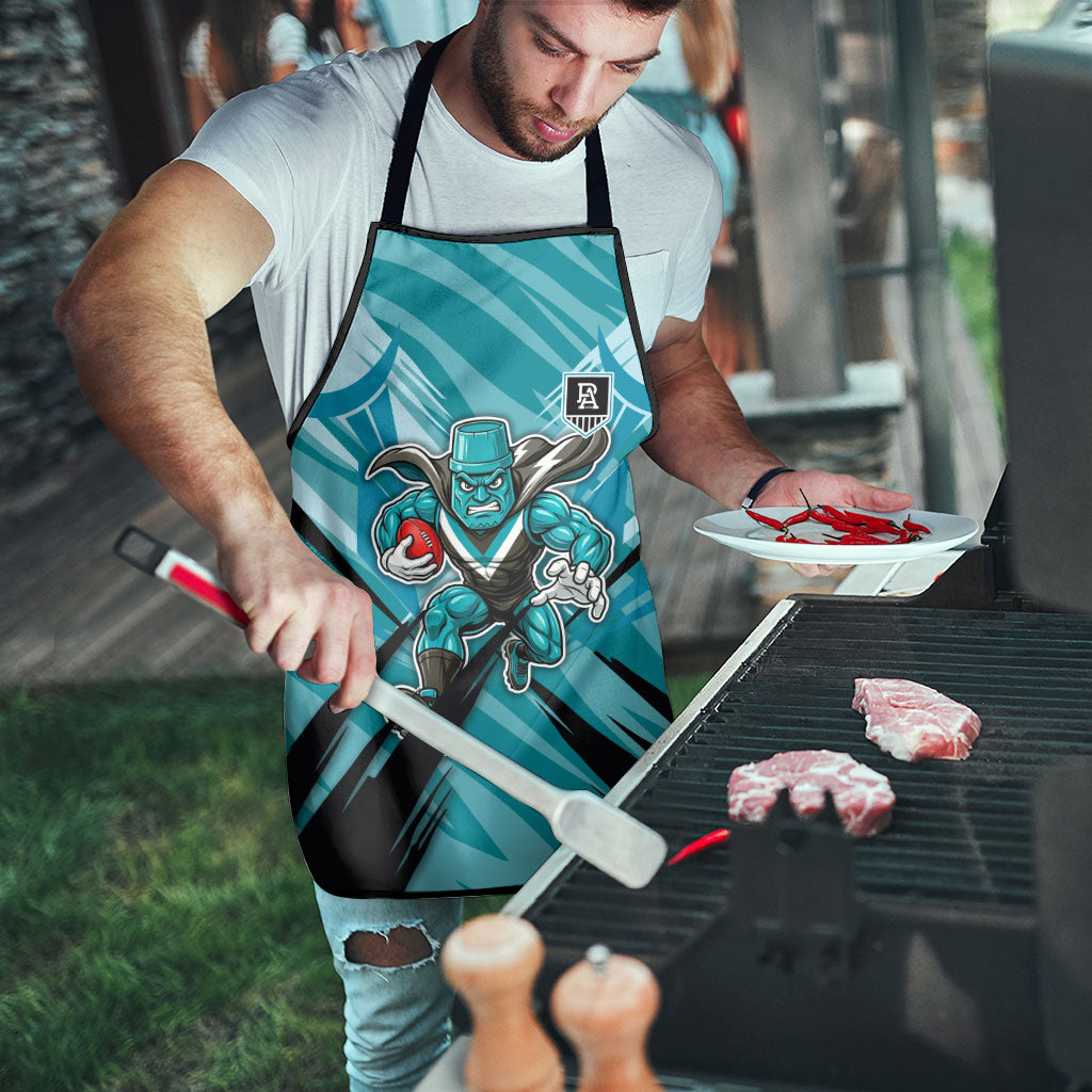 Port Adelaide Power Australian Football Apron Powerful Superhero Mascot - Bold Team Colors