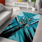 Port Adelaide Power Australian Football Area Rug Powerful Superhero Mascot - Bold Team Colors
