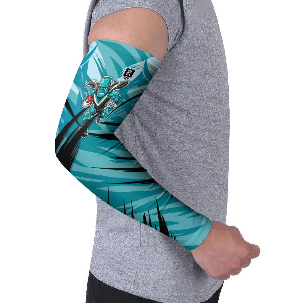 Port Adelaide Power Australian Football Arm Sleeves Powerful Superhero Mascot - Bold Team Colors
