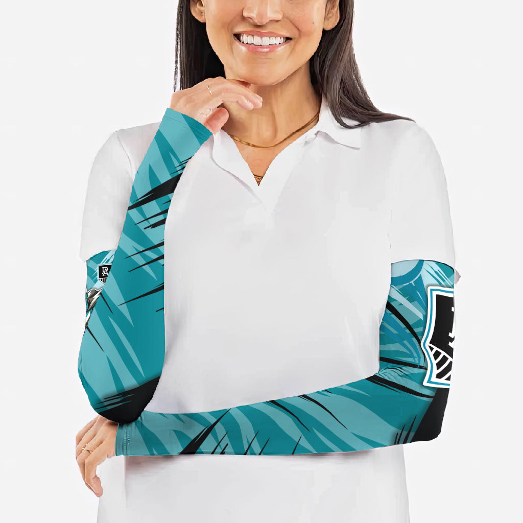 Port Adelaide Power Australian Football Arm Sleeves Powerful Superhero Mascot - Bold Team Colors