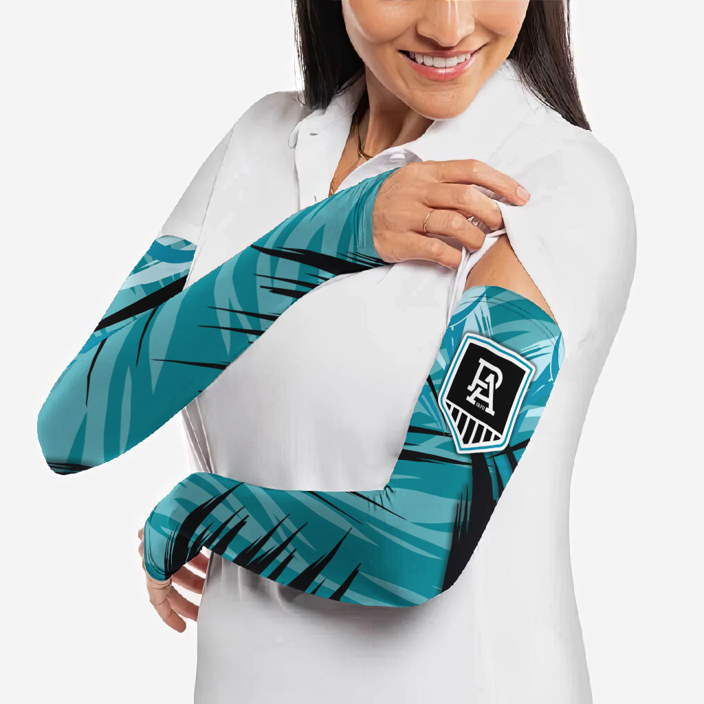 Port Adelaide Power Australian Football Arm Sleeves Powerful Superhero Mascot - Bold Team Colors