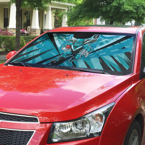 Port Adelaide Power Australian Football Auto Sun Shade Powerful Superhero Mascot - Bold Team Colors