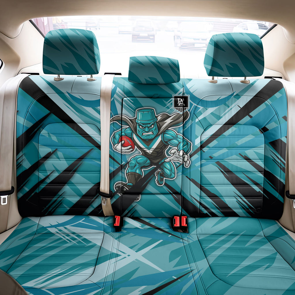 Port Adelaide Power Australian Football Back Car Seat Cover Powerful Superhero Mascot - Bold Team Colors