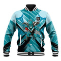 Port Adelaide Power Australian Football Baseball Jacket Powerful Superhero Mascot - Bold Team Colors