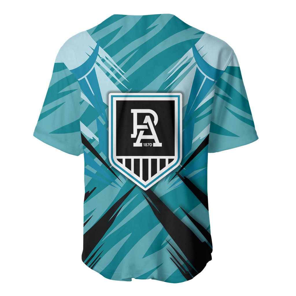 Port Adelaide Power Australian Football Baseball Jersey Powerful Superhero Mascot - Bold Team Colors