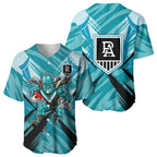 Port Adelaide Power Australian Football Baseball Jersey Powerful Superhero Mascot - Bold Team Colors