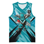 Port Adelaide Power Australian Football Basketball Jersey Powerful Superhero Mascot - Bold Team Colors