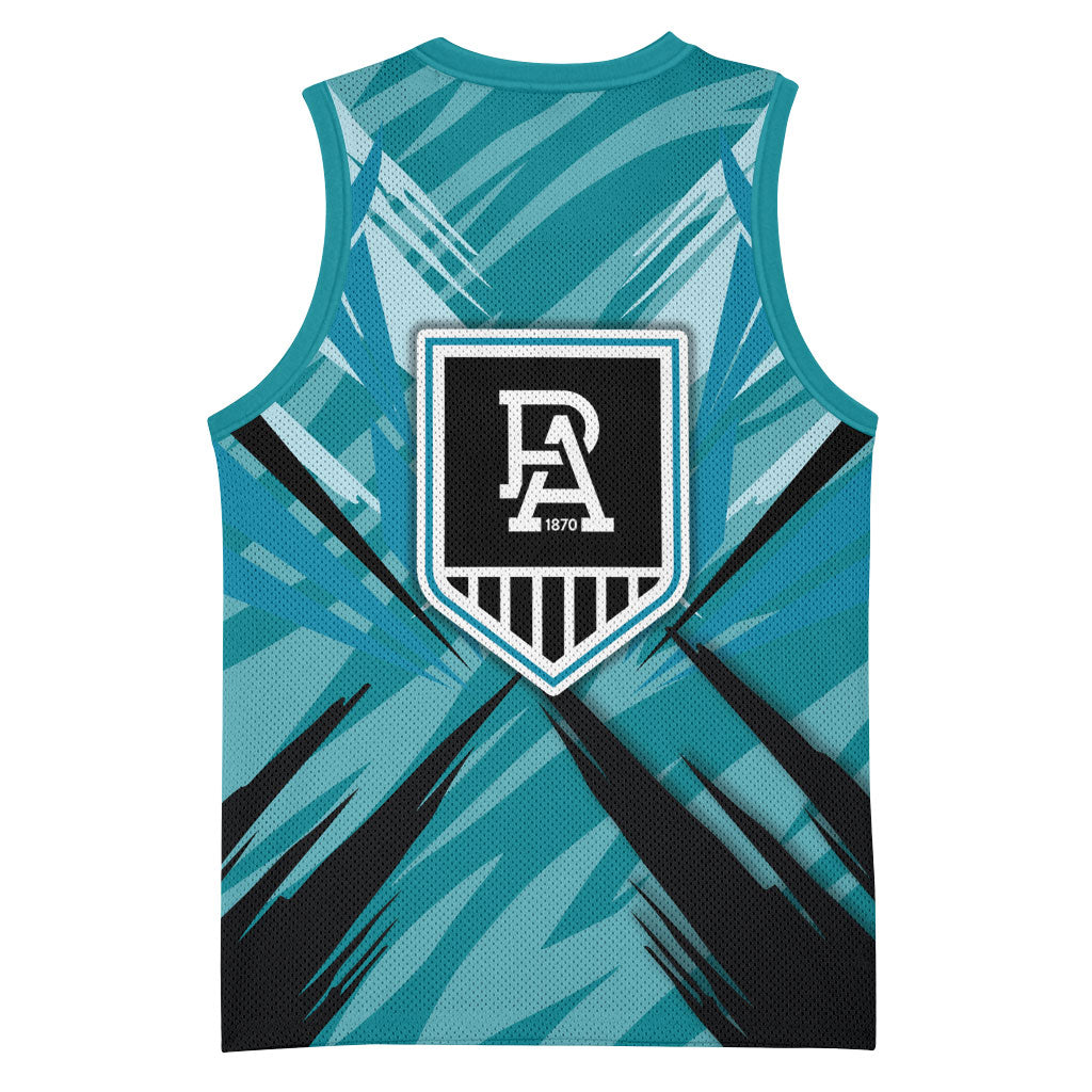 Port Adelaide Power Australian Football Basketball Jersey Powerful Superhero Mascot - Bold Team Colors