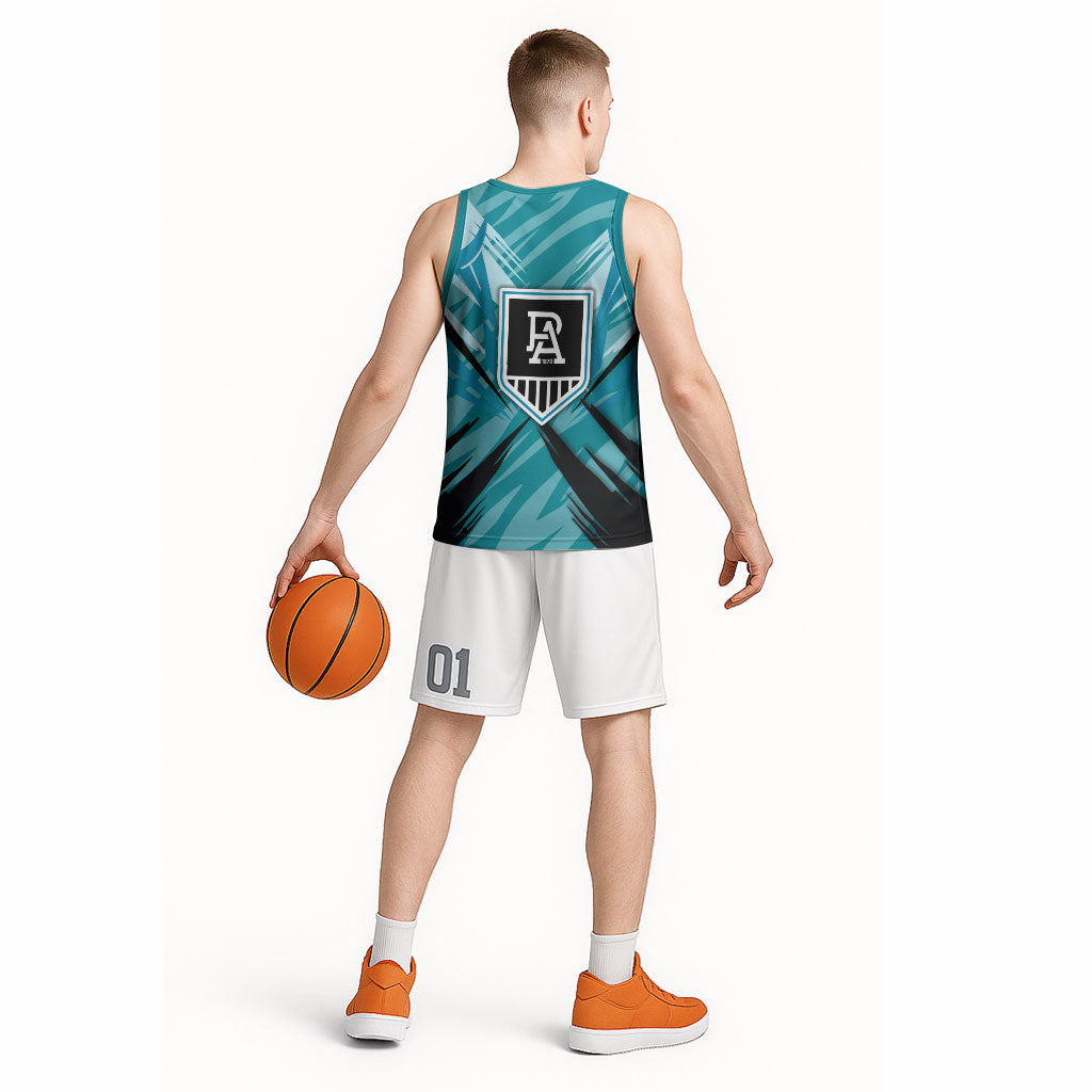 Port Adelaide Power Australian Football Basketball Jersey Powerful Superhero Mascot - Bold Team Colors