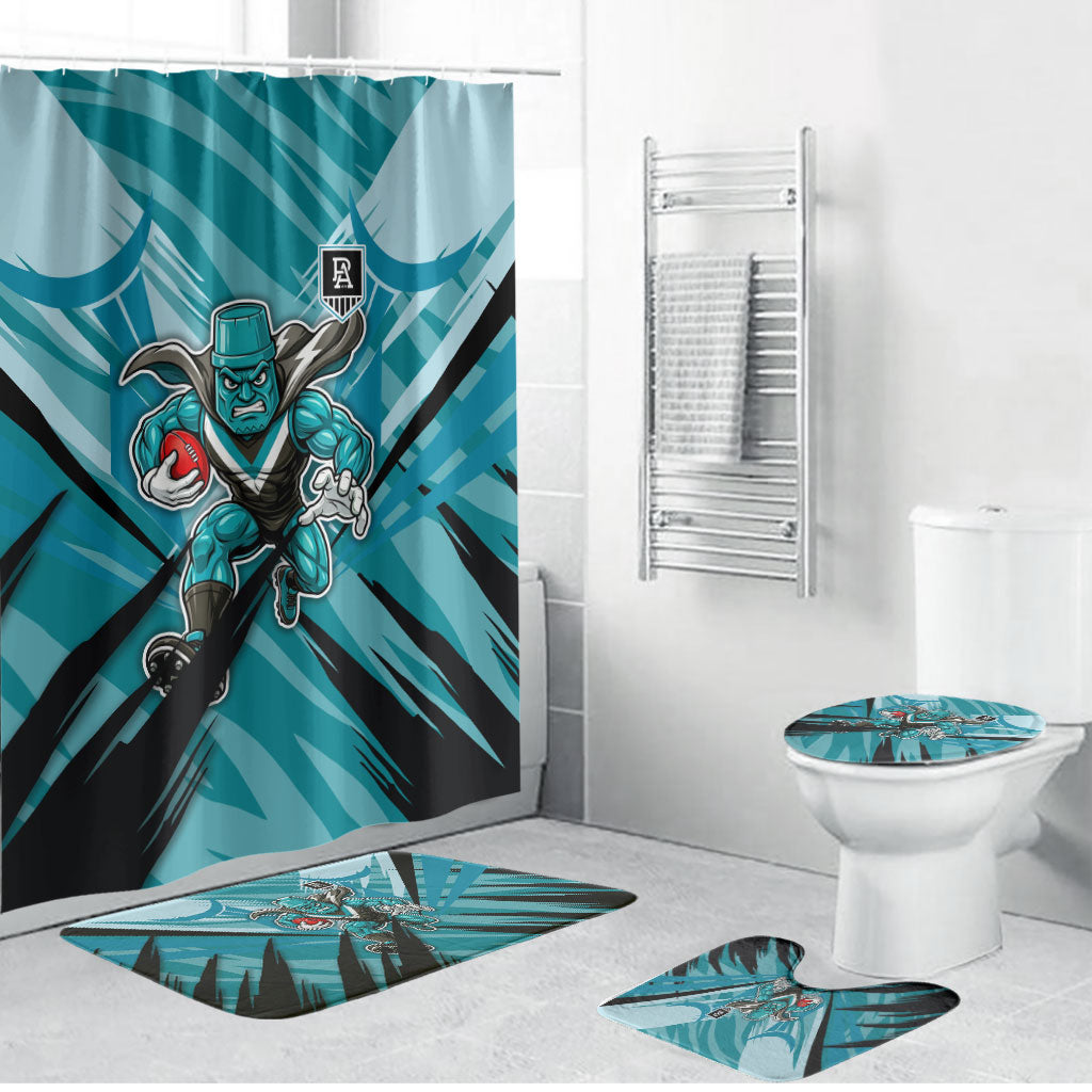 Port Adelaide Power Australian Football Bathroom Set Powerful Superhero Mascot - Bold Team Colors