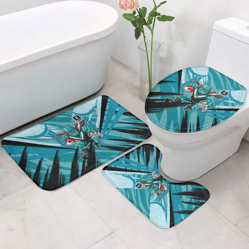 Port Adelaide Power Australian Football Bathroom Set Powerful Superhero Mascot - Bold Team Colors