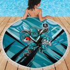 Port Adelaide Power Australian Football Beach Blanket Powerful Superhero Mascot - Bold Team Colors