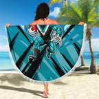 Port Adelaide Power Australian Football Beach Blanket Powerful Superhero Mascot - Bold Team Colors