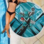 Port Adelaide Power Australian Football Beach Blanket Powerful Superhero Mascot - Bold Team Colors
