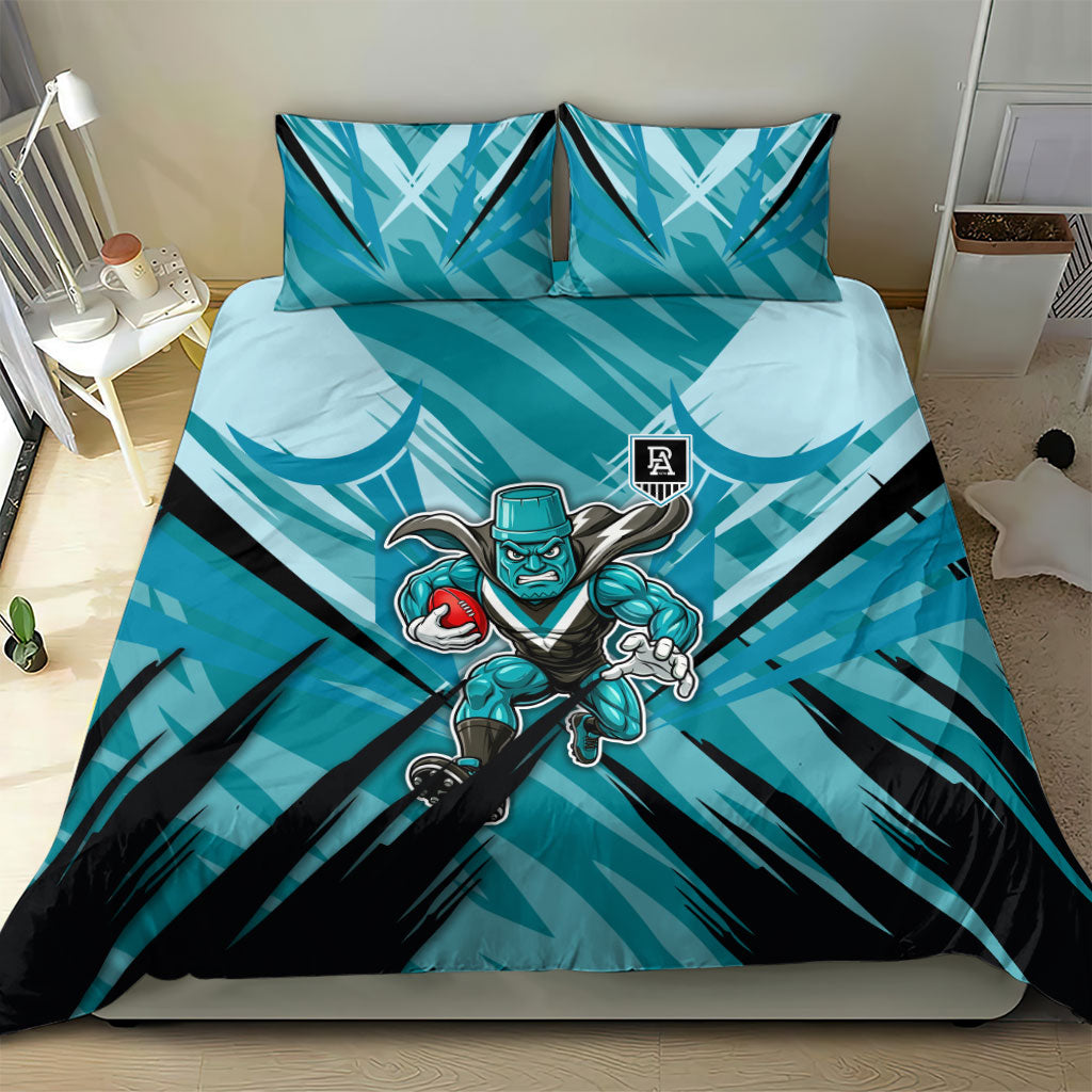 Port Adelaide Power Australian Football Bedding Set Powerful Superhero Mascot - Bold Team Colors