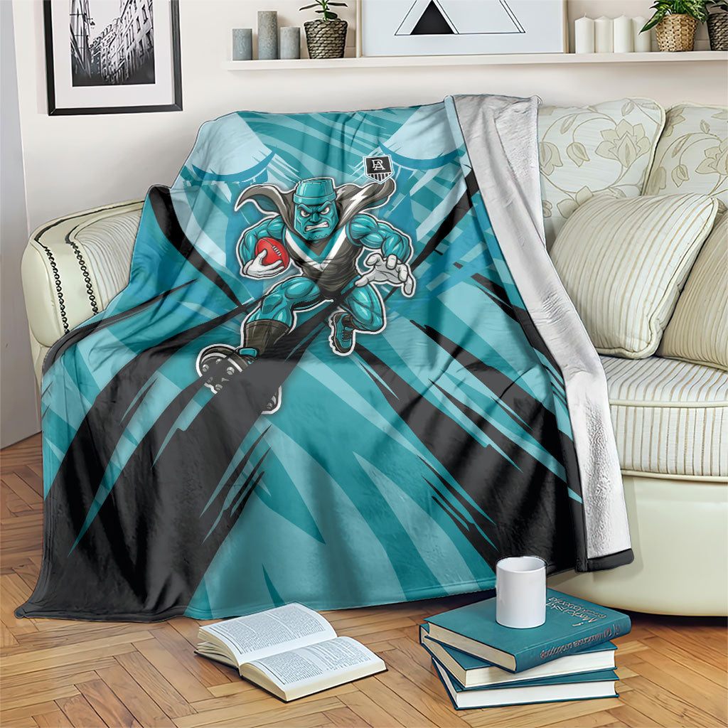 Port Adelaide Power Australian Football Blanket Powerful Superhero Mascot - Bold Team Colors