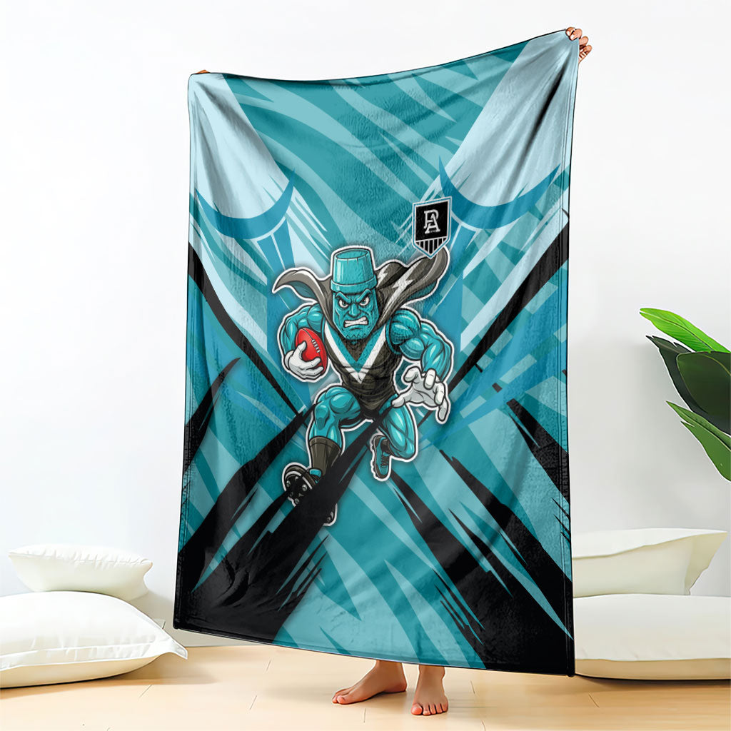 Port Adelaide Power Australian Football Blanket Powerful Superhero Mascot - Bold Team Colors