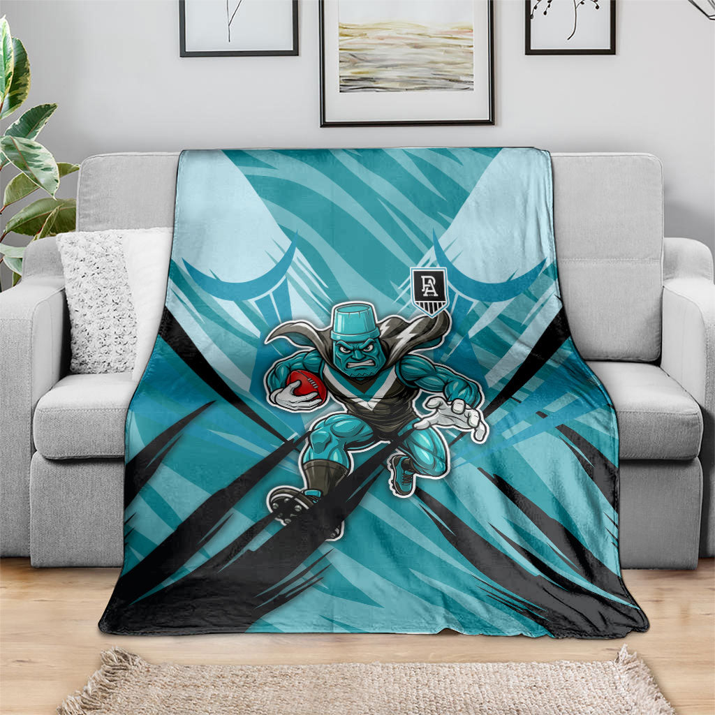 Port Adelaide Power Australian Football Blanket Powerful Superhero Mascot - Bold Team Colors