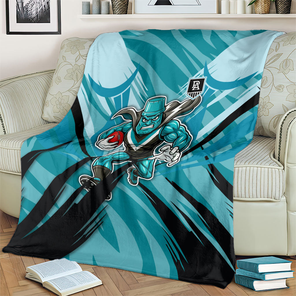 Port Adelaide Power Australian Football Blanket Powerful Superhero Mascot - Bold Team Colors