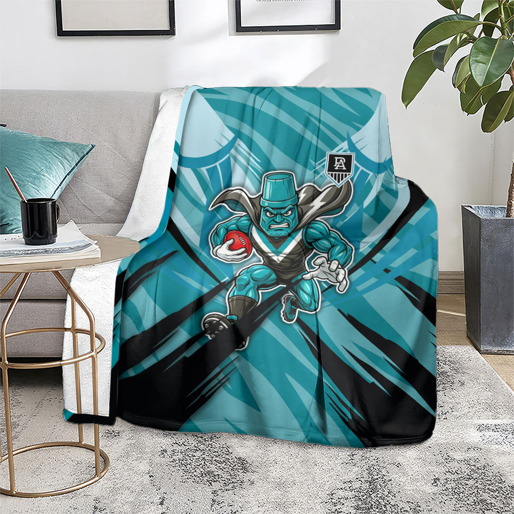 Port Adelaide Power Australian Football Blanket Powerful Superhero Mascot - Bold Team Colors