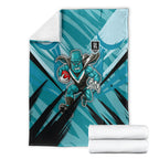 Port Adelaide Power Australian Football Blanket Powerful Superhero Mascot - Bold Team Colors