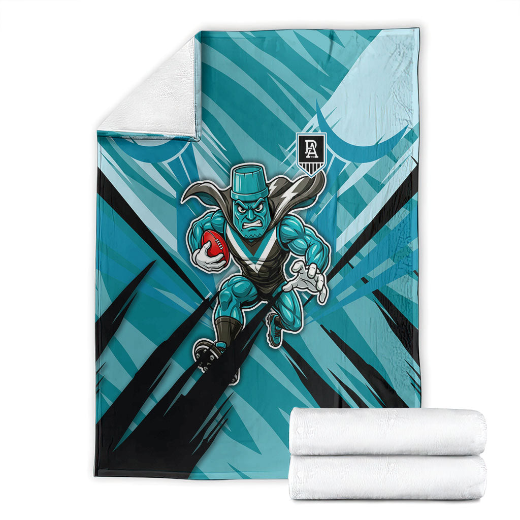 Port Adelaide Power Australian Football Blanket Powerful Superhero Mascot - Bold Team Colors