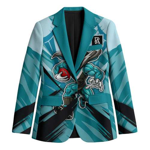 Port Adelaide Power Australian Football Blazer Powerful Superhero Mascot - Bold Team Colors