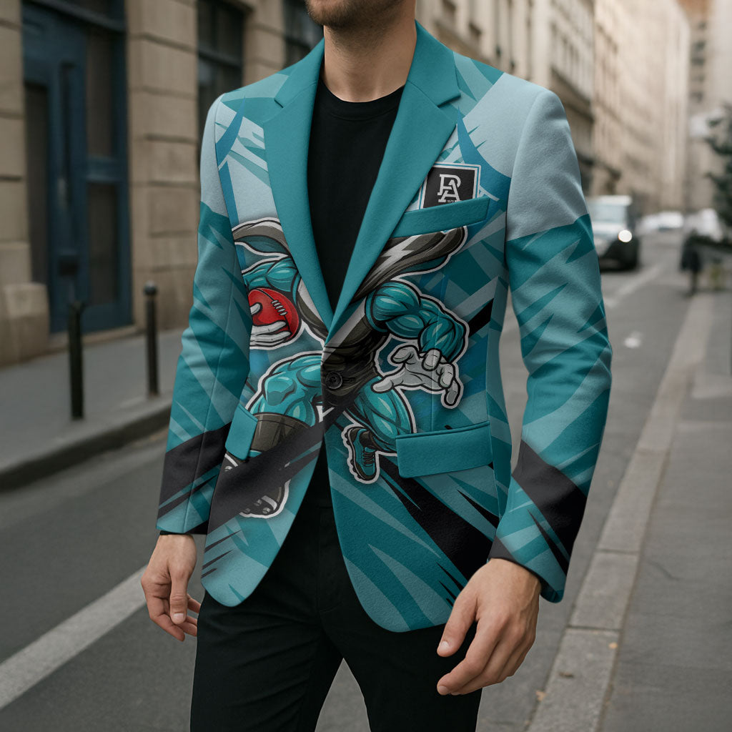 Port Adelaide Power Australian Football Blazer Powerful Superhero Mascot - Bold Team Colors