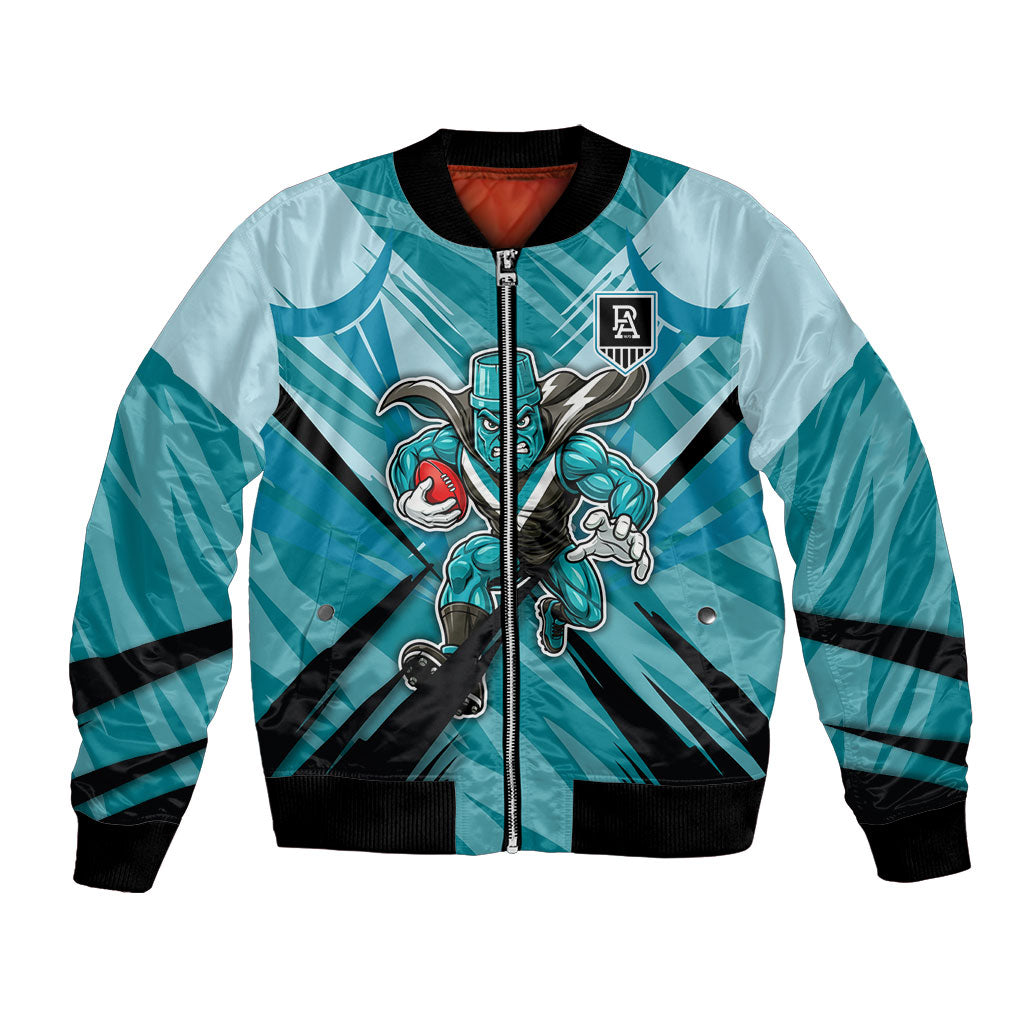 Port Adelaide Power Australian Football Bomber Jacket Powerful Superhero Mascot - Bold Team Colors