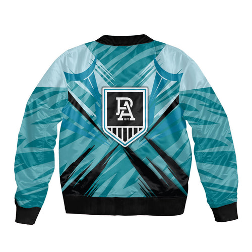 Port Adelaide Power Australian Football Bomber Jacket Powerful Superhero Mascot - Bold Team Colors