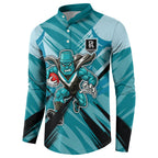 Port Adelaide Power Australian Football Button Sweatshirt Powerful Superhero Mascot - Bold Team Colors