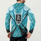 Port Adelaide Power Australian Football Button Sweatshirt Powerful Superhero Mascot - Bold Team Colors