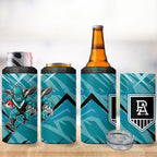 Port Adelaide Power Australian Football 4 in 1 Can Cooler Tumbler Powerful Superhero Mascot - Bold Team Colors