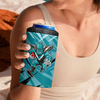 Port Adelaide Power Australian Football 4 in 1 Can Cooler Tumbler Powerful Superhero Mascot - Bold Team Colors