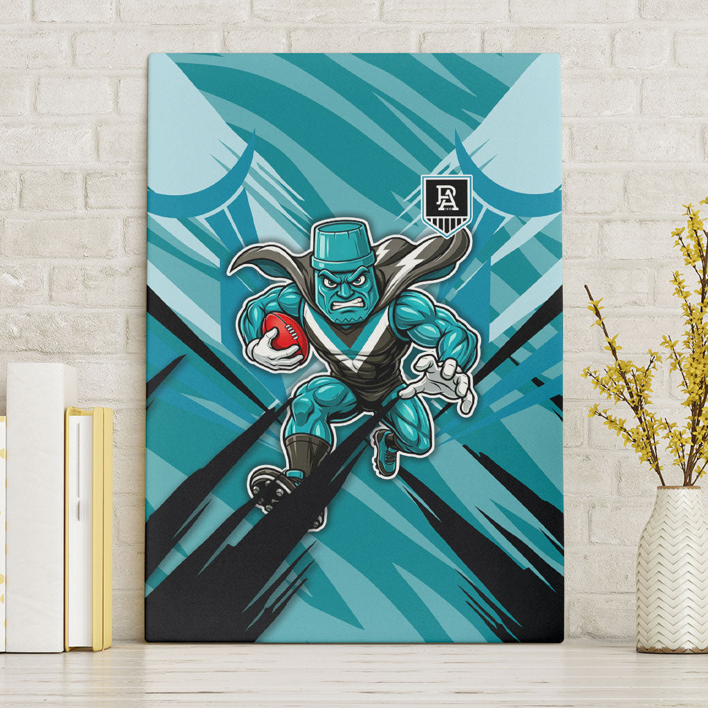 Port Adelaide Power Australian Football Canvas Wall Art Powerful Superhero Mascot - Bold Team Colors