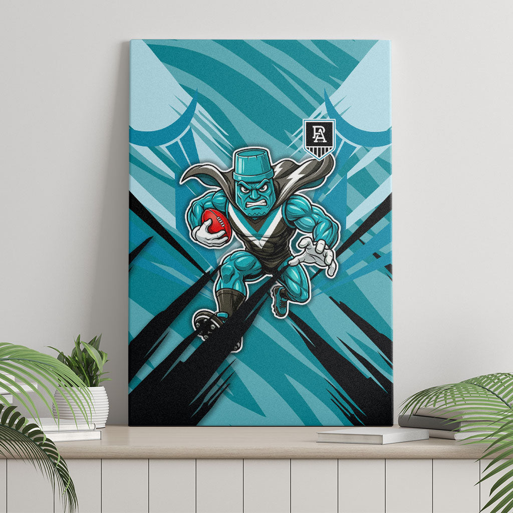 Port Adelaide Power Australian Football Canvas Wall Art Powerful Superhero Mascot - Bold Team Colors