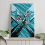 Port Adelaide Power Australian Football Canvas Wall Art Powerful Superhero Mascot - Bold Team Colors