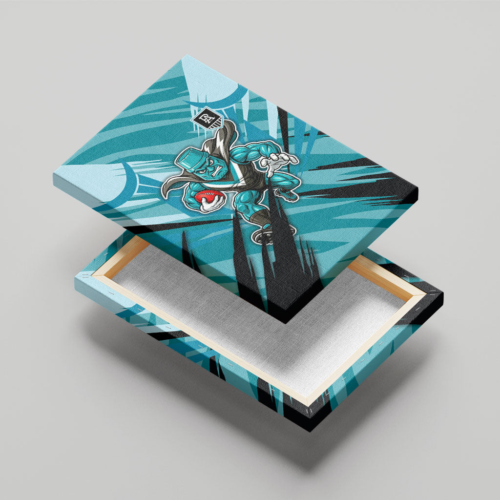Port Adelaide Power Australian Football Canvas Wall Art Powerful Superhero Mascot - Bold Team Colors