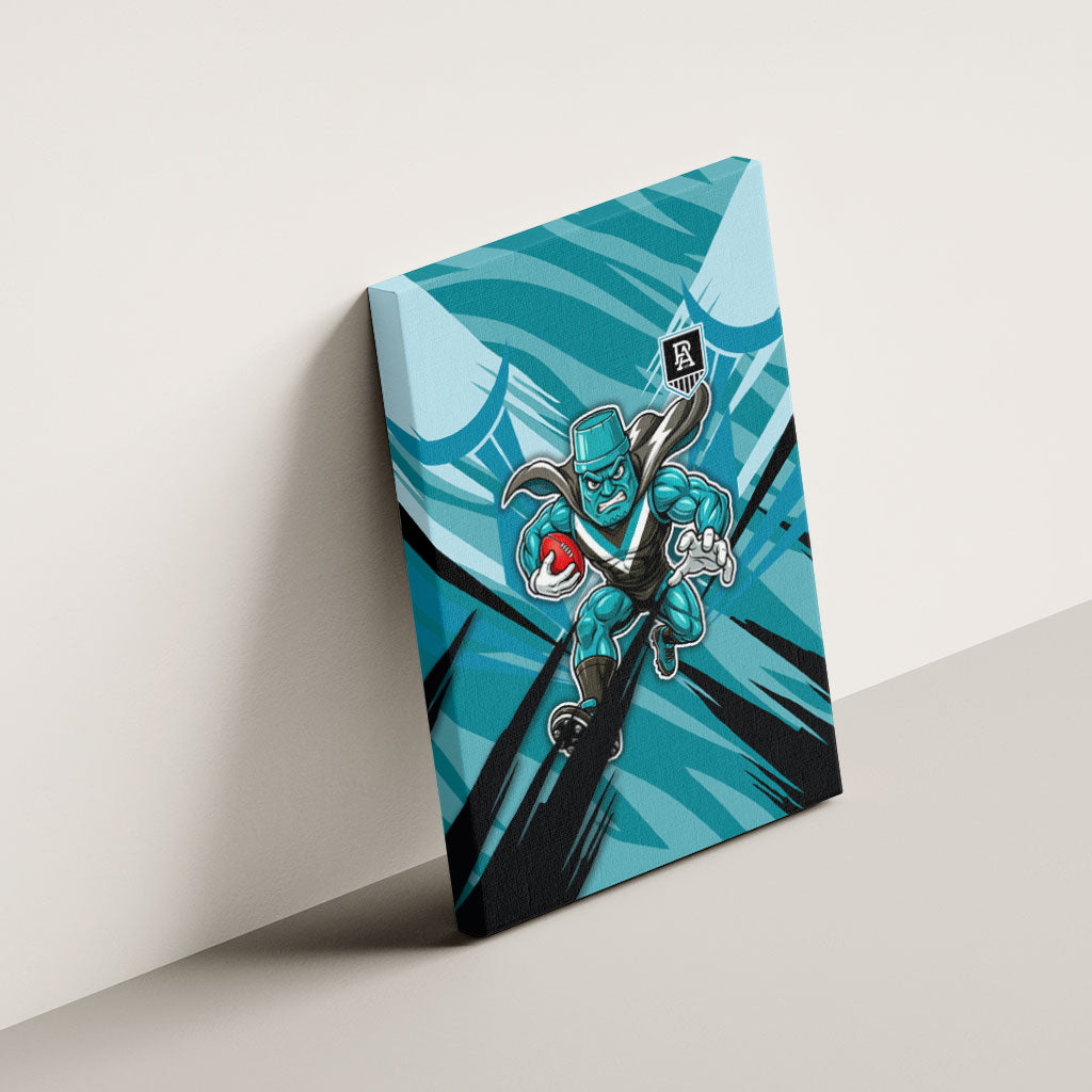 Port Adelaide Power Australian Football Canvas Wall Art Powerful Superhero Mascot - Bold Team Colors