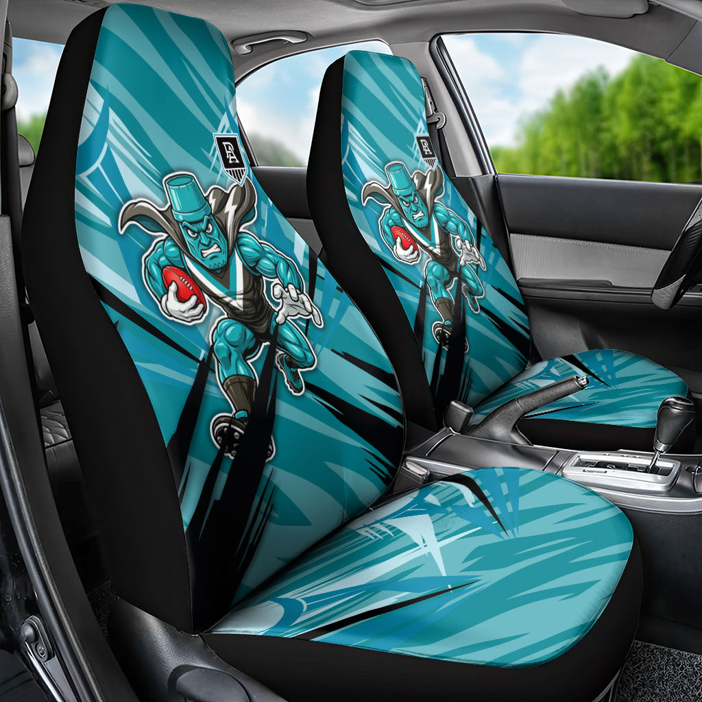 Port Adelaide Power Australian Football Car Seat Cover Powerful Superhero Mascot - Bold Team Colors